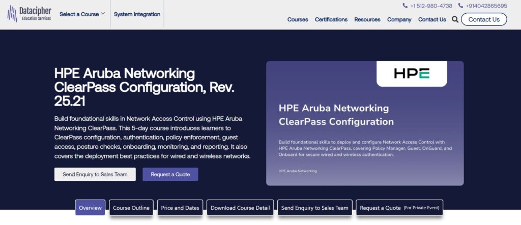 Aruba ClearPass Configuration Course 2026
